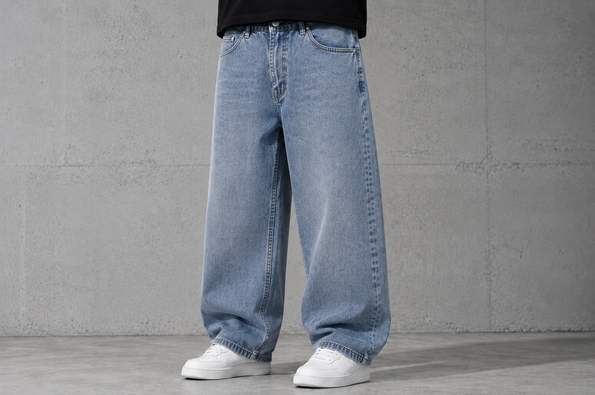 Washed blue baggy