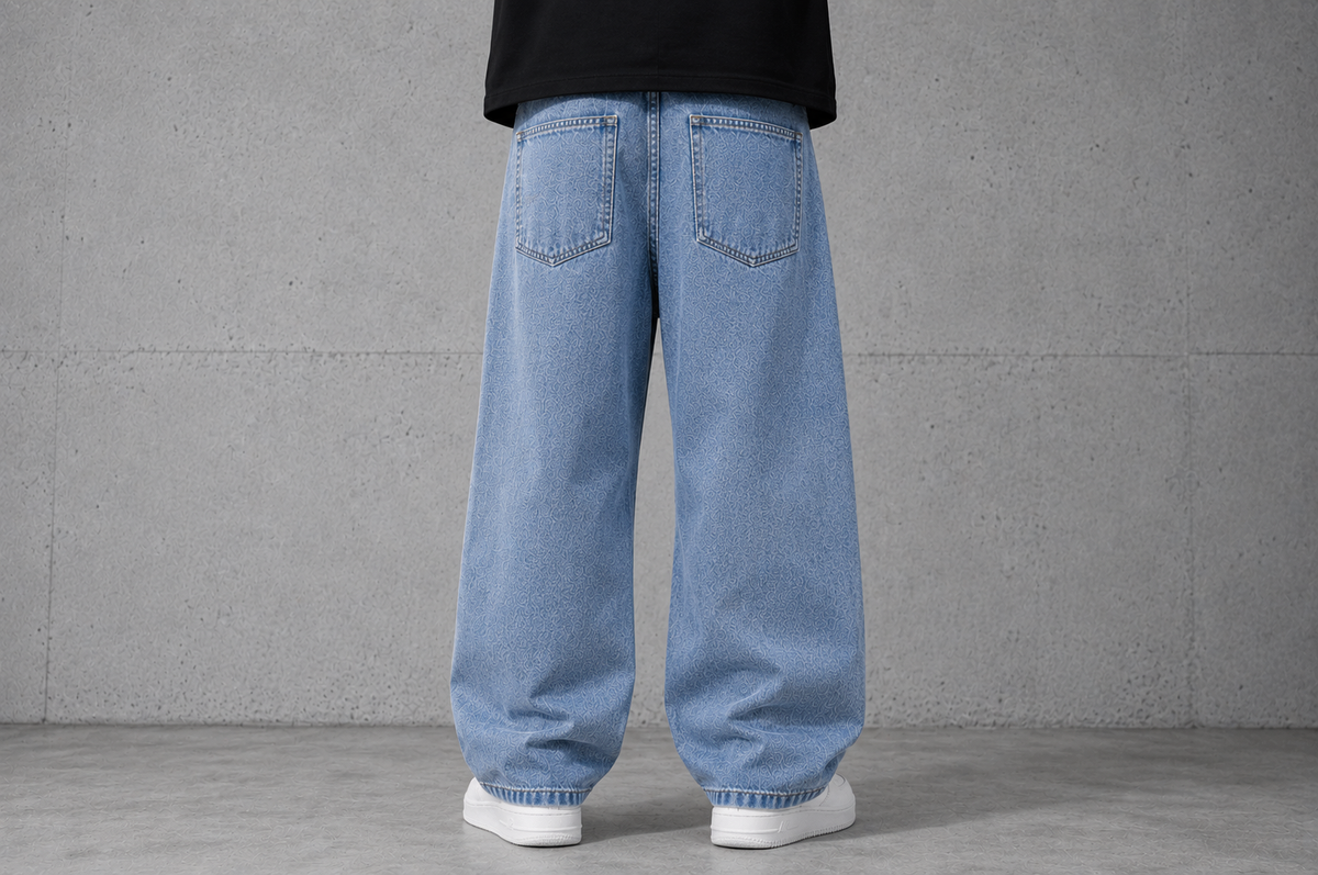 Washed blue baggy